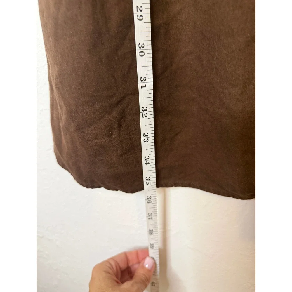 Madewell Brown Linen Blend Button Front Short Sleeve Mini Dress Size 6 - Picture 3 of 7